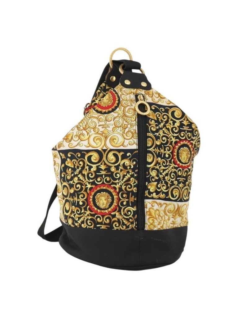Authentic Versace Shoulder Bag Canvas Multicolor Gold